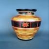 Large Display Vase With A Beautiful Star Design Made From Many Pieces of Hardwood From All Over The World. view 1