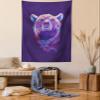 Ambesonne Bear Tapestry, Abstract Portrait with Digital Brushstrokes Wildlife Mascot Display, Wall Hanging for Bedroom Living Room Dorm Decor, 60" X 80", Purple Pink Sky Blue view 1