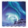 Ambesonne Winter Shower Curtain, Aurora Borealis Kirkjufell Iceland Natural Phenomenon Northen Environment, Cloth Fabric Bathroom Decor Set with Hooks, 69" W x 75" L, Blue Sea Green Lilac view 2