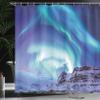 Ambesonne Winter Shower Curtain, Aurora Borealis Kirkjufell Iceland Natural Phenomenon Northen Environment, Cloth Fabric Bathroom Decor Set with Hooks, 69" W x 75" L, Blue Sea Green Lilac view 3