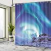 Ambesonne Winter Shower Curtain, Aurora Borealis Kirkjufell Iceland Natural Phenomenon Northen Environment, Cloth Fabric Bathroom Decor Set with Hooks, 69" W x 75" L, Blue Sea Green Lilac view 4