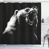 Ambesonne Bear Shower Curtain, Sketch Line Style Roaring Carnivore Fur and Fangs Aggressive Predator Fauna, Cloth Fabric Bathroom Decor Set with Hooks, 69" W x 75" L, Charcoal Grey White view 1