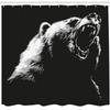 Ambesonne Bear Shower Curtain, Sketch Line Style Roaring Carnivore Fur and Fangs Aggressive Predator Fauna, Cloth Fabric Bathroom Decor Set with Hooks, 69" W x 75" L, Charcoal Grey White view 2