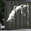 Ambesonne Bear Shower Curtain, Sketch Line Style Roaring Carnivore Fur and Fangs Aggressive Predator Fauna, Cloth Fabric Bathroom Decor Set with Hooks, 69" W x 75" L, Charcoal Grey White view 3