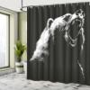 Ambesonne Bear Shower Curtain, Sketch Line Style Roaring Carnivore Fur and Fangs Aggressive Predator Fauna, Cloth Fabric Bathroom Decor Set with Hooks, 69" W x 75" L, Charcoal Grey White view 4