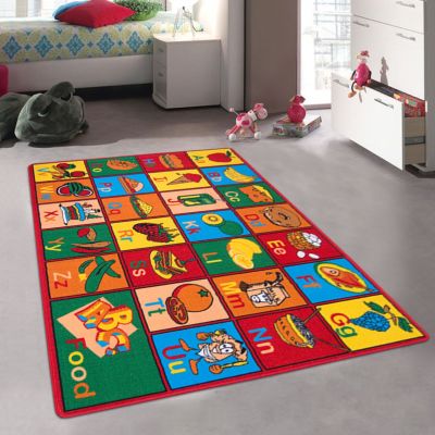 champion rugs Kids Area Rug ABC Food Fruits Vegetables Learning/Playtime Carpet (8 Feet x 10 Feet)