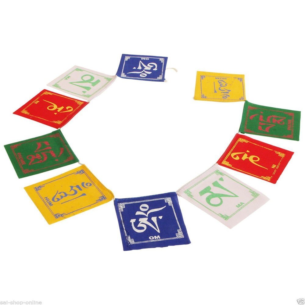 Siddhratan Buddhist Tibetan Prayer Flags Hang in bike or car spiritual symbolize mantras om ma ni 80 cm ling string