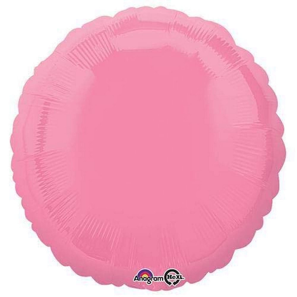 Anagram Round-Bright Bubble Gum Pink Foil Balloon, 18"