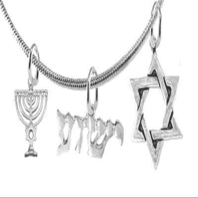 YESHUA (JESUS IN HEBREW) NAMED BY AN ANGEL OF GOD With Menorah And Star Of David, Yeshua, Messianic, Christian, Designer Snake Chain NecklaceHypoallergenic, Safe-Nickel, Lead, Cadmium Free