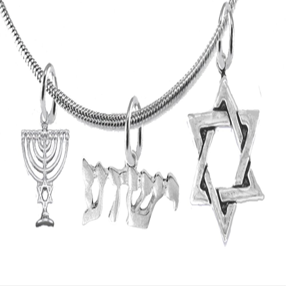 YESHUA (JESUS IN HEBREW) NAMED BY AN ANGEL OF GOD With Menorah And Star Of David, Yeshua, Messianic, Christian, Designer Snake Chain NecklaceHypoallergenic, Safe-Nickel, Lead, Cadmium Free