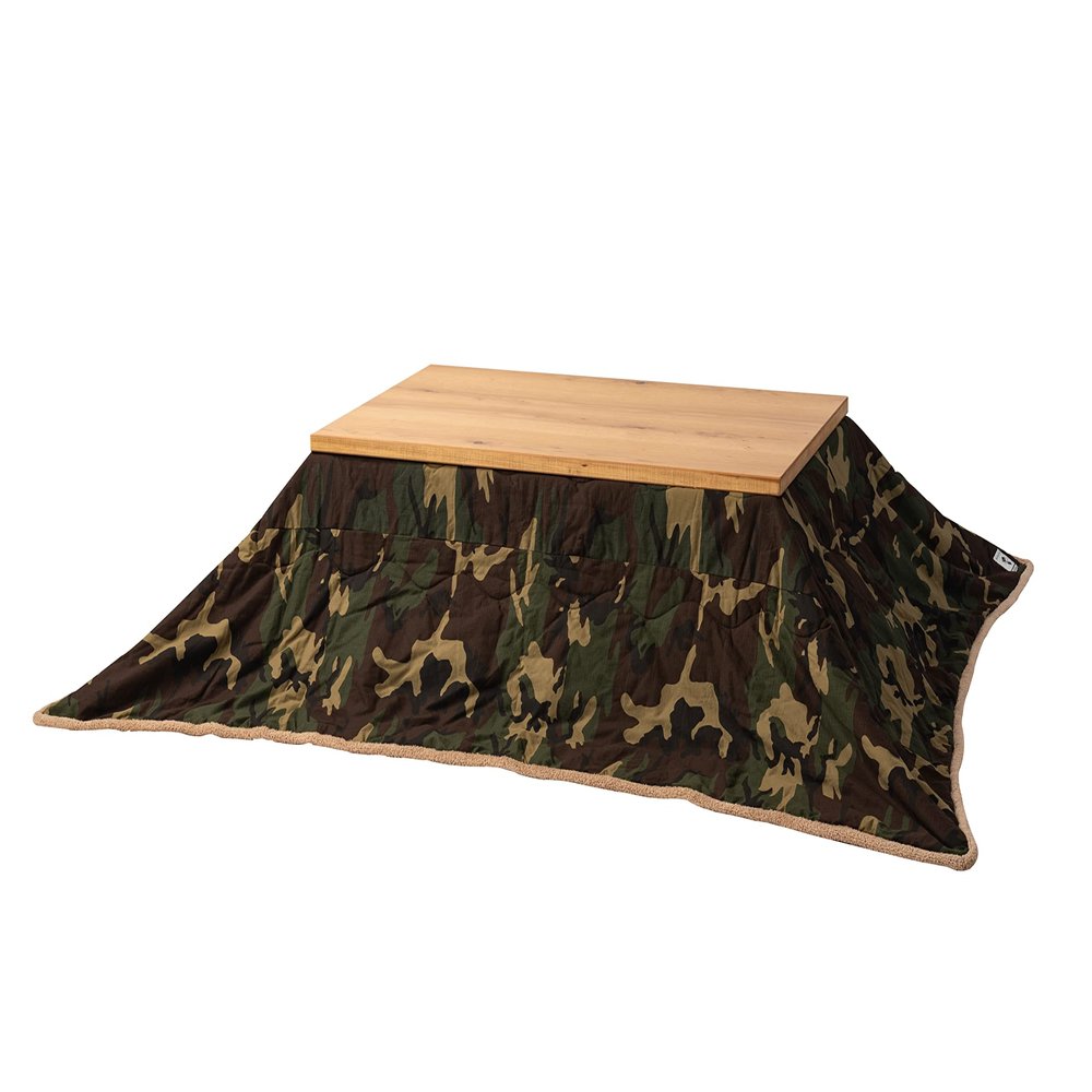 AZUMAYA KK-148 Kotatsu Futon Rectangle Shape, Camouflage Design Polyester and Cotton Fabric Material, W90.0 x D75.0 Inches, Home and Living, Camouflage Green Color