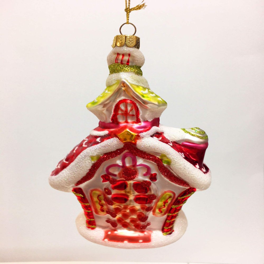 Glitterville Glass Nutcracker Candy Gingerbread House Christmas Tree Ornament