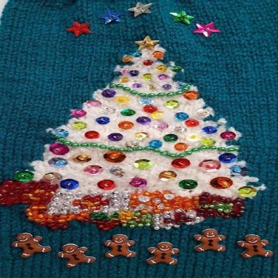 Knitted and Beaded Christmas Stocking