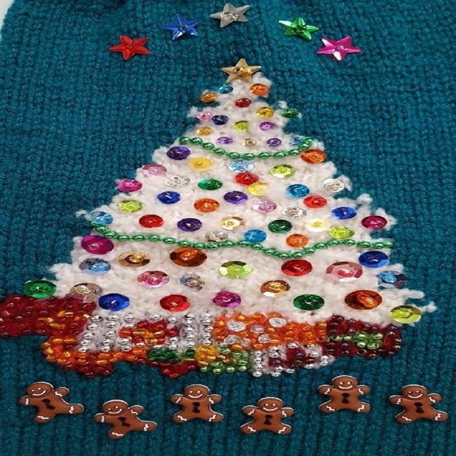 Knitted and Beaded Christmas Stocking