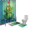 Amagical 15 Pieces Shower Curtain Set Bathroom Mats Set Non-Slip Rug Carpet Shower Curtain Cute Frog and Lotus Flower view 1
