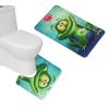 Amagical 15 Pieces Shower Curtain Set Bathroom Mats Set Non-Slip Rug Carpet Shower Curtain Cute Frog and Lotus Flower view 2