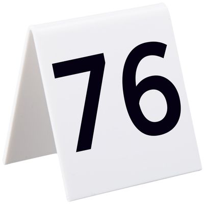 Alpine Industries 25 Pcs Acrylic Tent Style Table Numbers, 3"x3" (Numbered 76 Through 100)