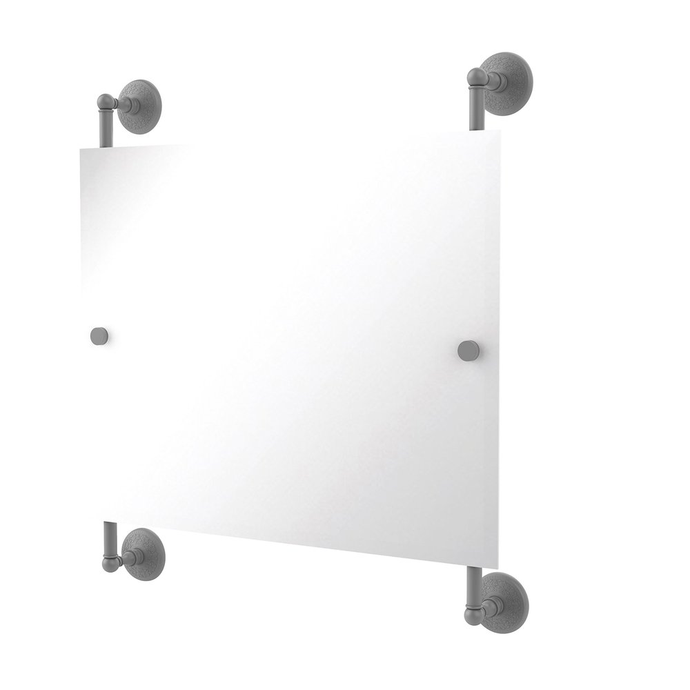 Allied Brass Monte Carlo Landscape Rectangular Frameless Rail Mounted Wall Mirror, Matte Gray