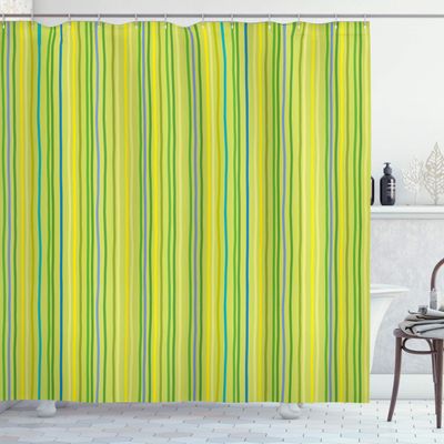 Ambesonne Lime Green Shower Curtain, Pastel Toned Vertical Bands Striped Lines Geometric Soft Print, Cloth Fabric Bathroom Decor Set with Hooks, 69" W x 70" L, Pale Green Yellow