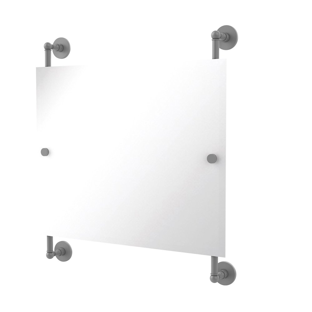 Allied Brass Prestige Skyline Landscape Rectangular Frameless Rail Mounted Wall Mirror, Matte Gray