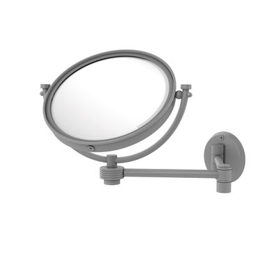 Allied Brass WM-6G/2X 8 Inch Wall Mounted Extending 2X Magnification with Groovy Accent Make-Up Mirror, Matte Gray