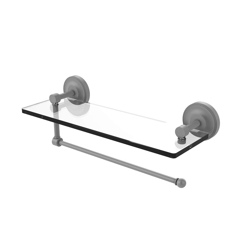 Allied Brass Prestige Regal Collection 16 Inch Glass Shelf Paper Towel Holder, Matte Gray