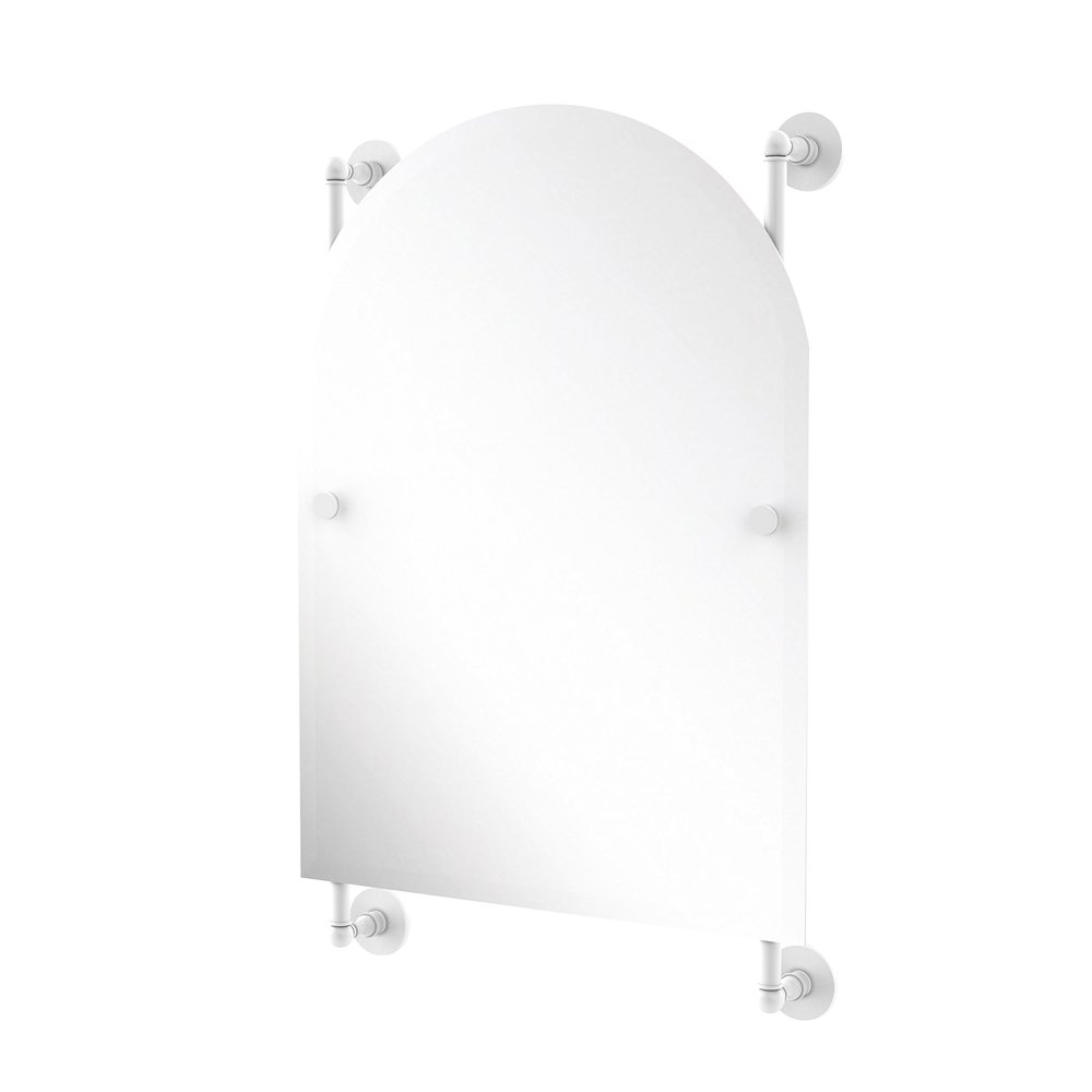 Allied Brass Prestige Skyline Collection Arched Top Frameless Rail Mounted Wall Mirror, Matte White