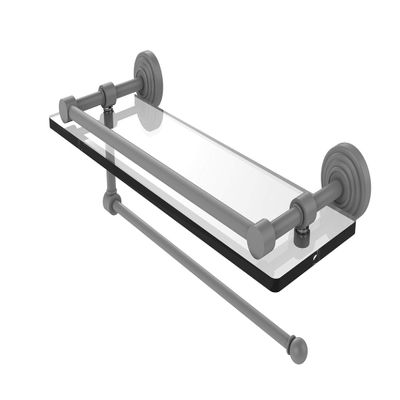 Allied Brass WP-1PT/16-GAL Waverly Place Collection Paper Towel Holder with 16 Inch Gallery Glass Shelf, Matte Gray
