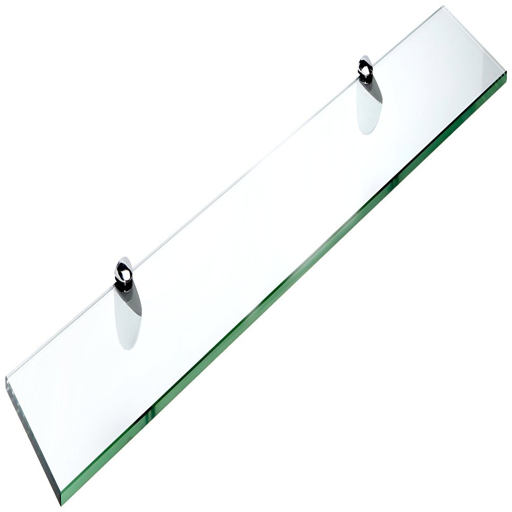 Spancraft Glass P-4.75x27-Chrome Peacock Glass Shelf, Chrome, 4.75" x 27"