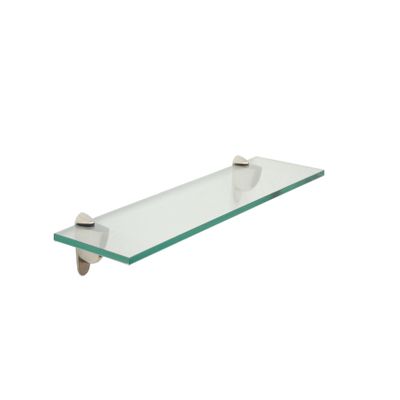 Spancraft Glass H-10x30-Brushed Steel Heron Glass Shelf, Brushed Steel, 10" x 30"