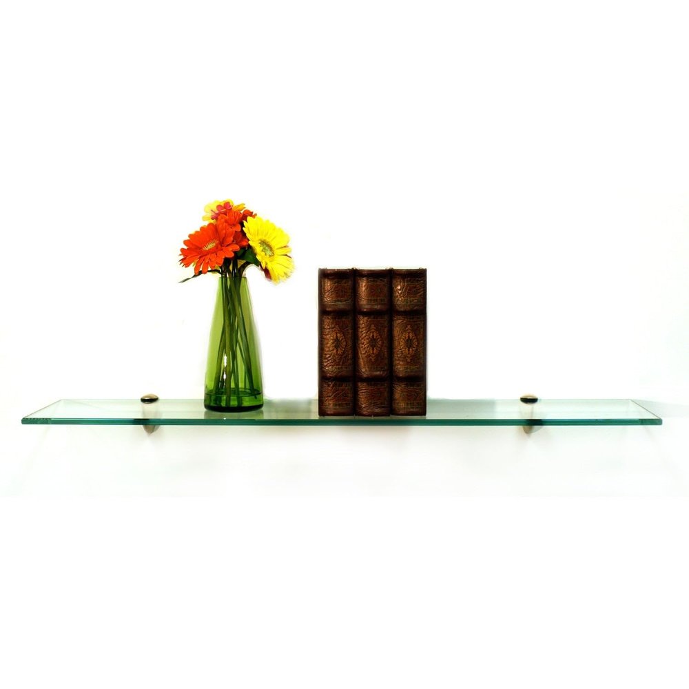 Spancraft 6" X 33" Glass Shelf - Brushed Steel Finish