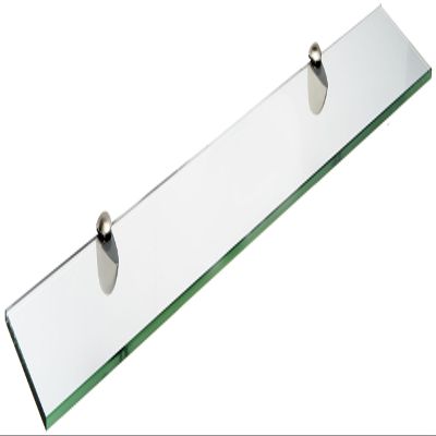 Spancraft Glass P-4.75x30-Brushed Steel Peacock Glass Shelf, Brushed Steel, 4.75" x 30"