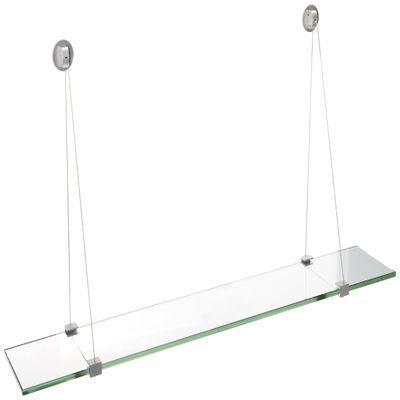 Spancraft Glass CR-6x24-Brushed Steel Crane Glass Shelf, Brushed Steel, 6" x 24"