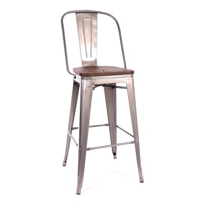 Design Lab MN Dreux High Back Bar Chair, Set of 4, Gunmetal, Dark Elm