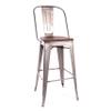 Design Lab MN Dreux High Back Bar Chair, Set of 4, Gunmetal, Dark Elm view 1