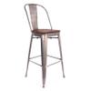 Design Lab MN Dreux High Back Bar Chair, Set of 4, Gunmetal, Dark Elm view 3