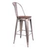 Design Lab MN Dreux High Back Bar Chair, Set of 4, Gunmetal, Dark Elm view 4
