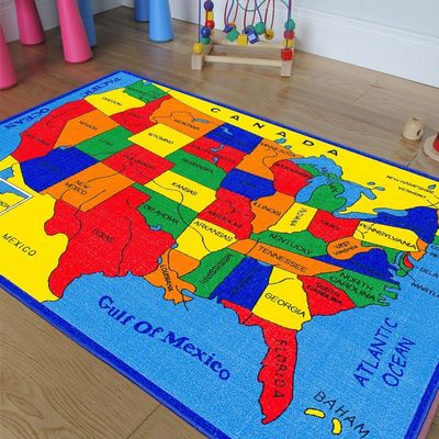 champion rugs Kids/Baby Room/Daycare/Classroom/Playroom Area Rug. Educational. Fun. USA Map. Fifty States. Non-Slip Gel Back. Bright Colorful Vibrant Colors (8 Feet X 10 Feet)