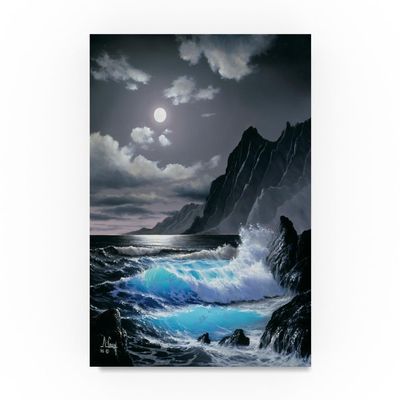 Waves Under The Moon 17 by Anthony Casay, 30x47-Inch Canvas Wall Art