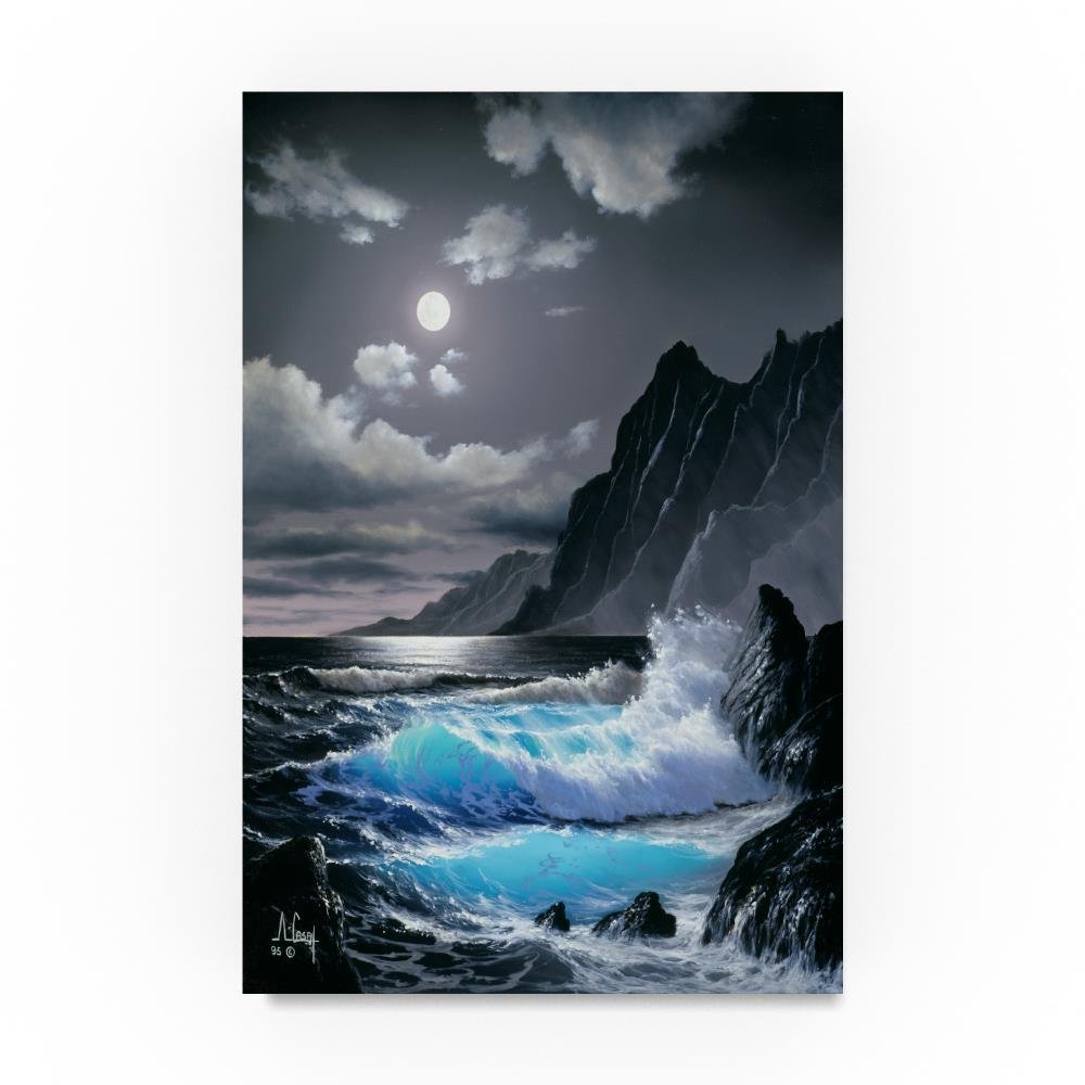 Waves Under The Moon 17 by Anthony Casay, 30x47-Inch Canvas Wall Art