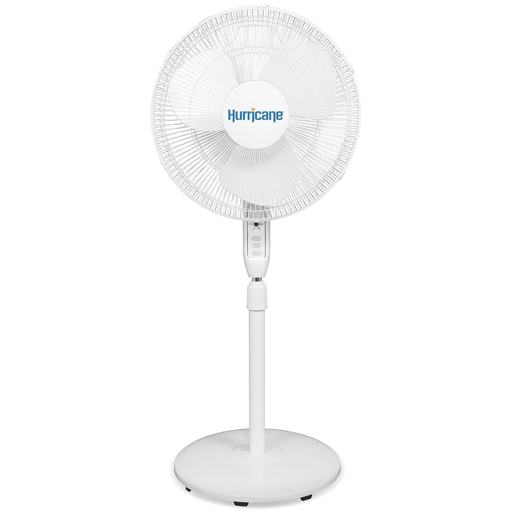 Hurricane Oscillating Pedestal Stand Fan for Home & Bedroom, 16" Supreme, White - Portable Standing Electric Fan for Indoor & Outdoor Cooling