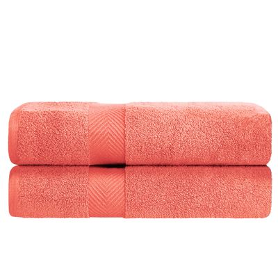 BLUENILEMILLS Zero-Twist Towel Collection, Luxurious Cotton Oversized Bath Sheet Towel, 34" x 68", 2-Pieces, Absorbent and Fast-Drying, Solid, Coral