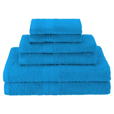 BNM Eco-Friendly Cotton Lightweight Towels For Guest Bath, Master Bathroom, Shower, Quick Dry, Adults, Kids, Home Essentials, Spa, Hotel, Sustainable Towels, Assorted Towel Set of 6, Aster Blue