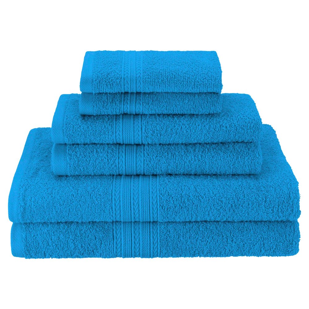 BNM Eco-Friendly Cotton Lightweight Towels For Guest Bath, Master Bathroom, Shower, Quick Dry, Adults, Kids, Home Essentials, Spa, Hotel, Sustainable Towels, Assorted Towel Set of 6, Aster Blue