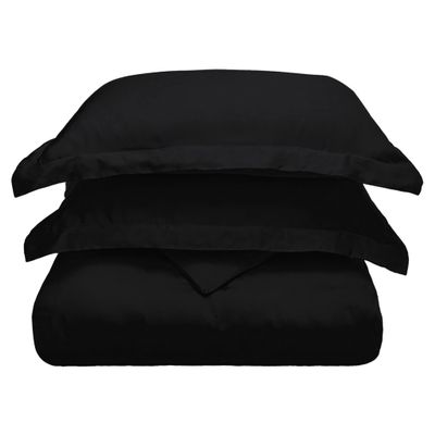 BLUENILEMILLS BNM Modal from Beechwood Ultra-Soft Duvet Cover Set, Full/Queen, Duvet Cover 90" x 92", and Pillow Shams 20" x 26", Black, 3-Pieces
