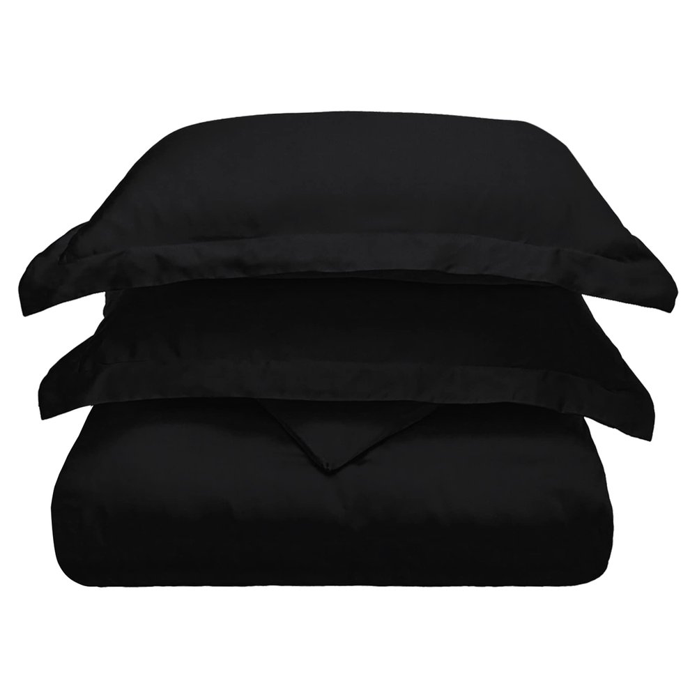 BLUENILEMILLS BNM Modal from Beechwood Ultra-Soft Duvet Cover Set, Full/Queen, Duvet Cover 90" x 92", and Pillow Shams 20" x 26", Black, 3-Pieces