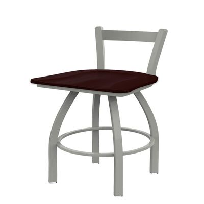 821 Catalina 30" Low Back Swivel Bar Stool with Anodized Nickel Finish and Dark Cherry Oak Seat