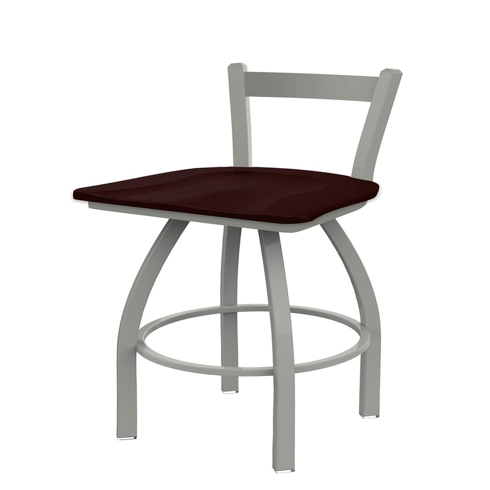 821 Catalina 30" Low Back Swivel Bar Stool with Anodized Nickel Finish and Dark Cherry Oak Seat