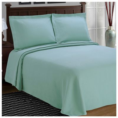 BNM Oversized Solitaire Matelasse Cotton Bedspread, Jacquard Weave, Soft and Breathable, All-Season, Cozy and Lightweight, Perfect for Master or Guest Bedroom, Matching Pillow Shams, Aqua, Full