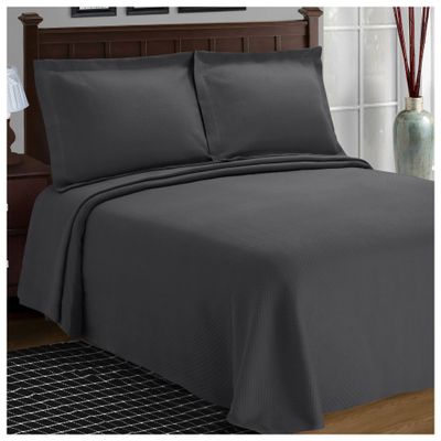 BNM Oversized Solitaire Matelasse Cotton Bedspread, Jacquard Weave, Soft and Breathable, All-Season, Cozy and Lightweight, Perfect for Master or Guest Bedroom, Matching Pillow Shams, Grey, Full